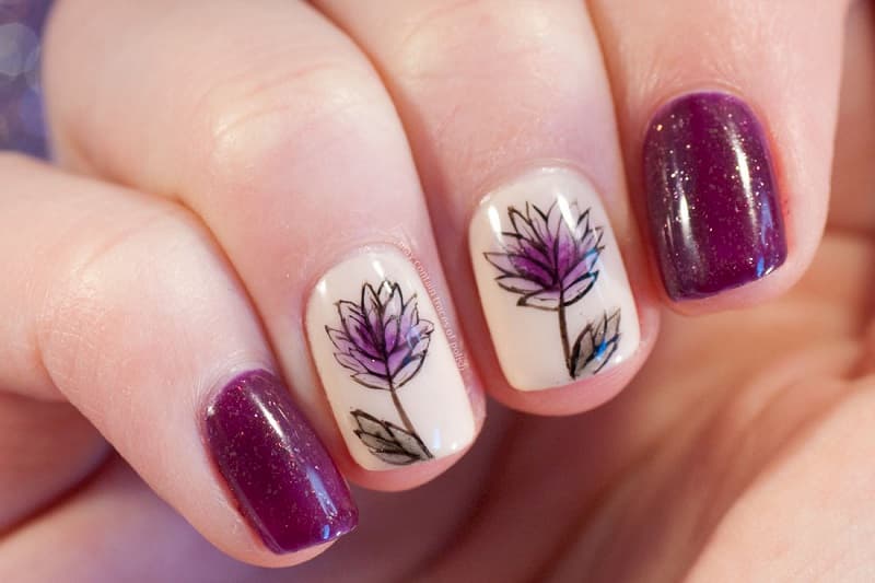 Nail hoa sơn gel đơn giản và sống động chân thực