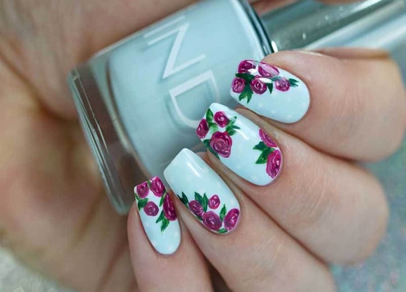 Nail hoa hồng rực rỡ