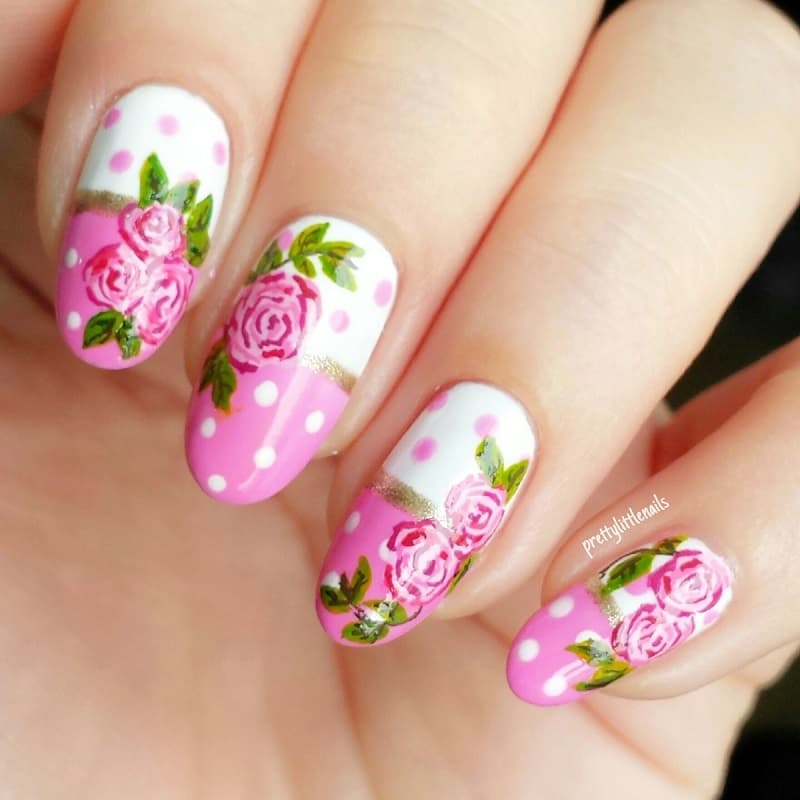 Nail hoa hồng rực rỡ