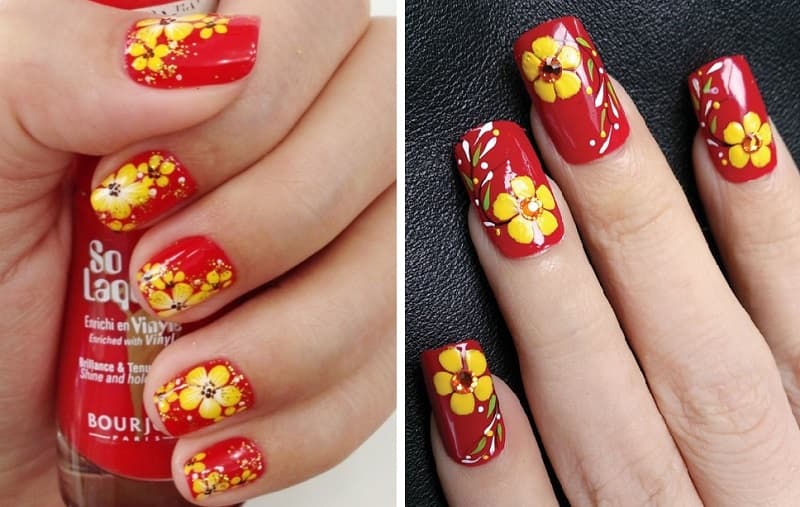 Nail hoa mai ấm áp tươi vui