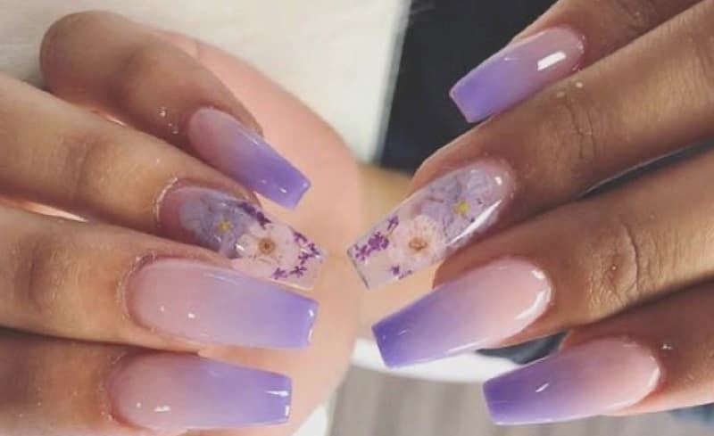 Nail hoa ombre thời thượng hiện đại