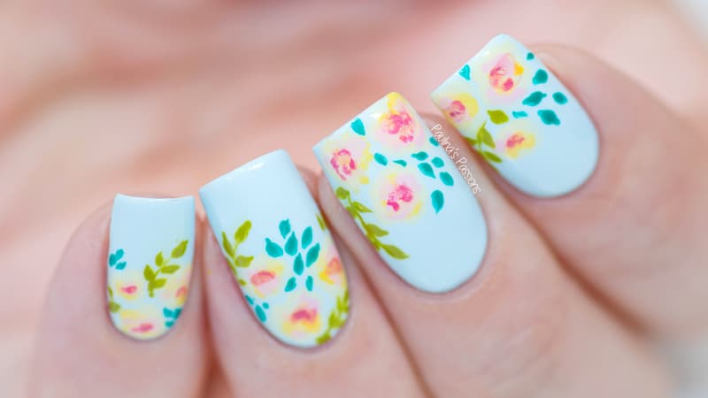 Nail hoa tone pastel nhẹ nhàng lãng mạn ngọt ngào