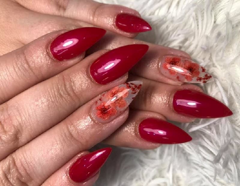 Nail hoa tone đỏ quyến rũ hấp dẫn