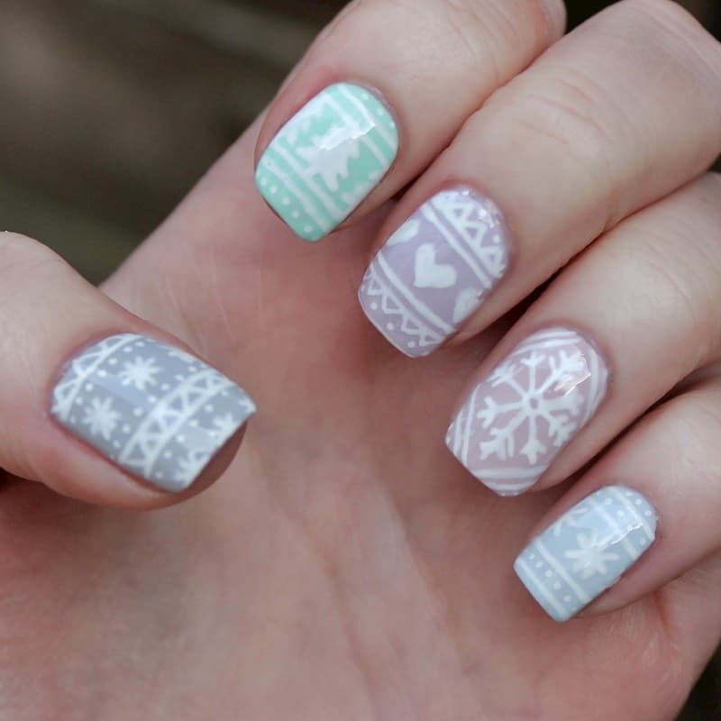 Nail hoa tuyết tone pastel nhẹ dịu và hài hòa