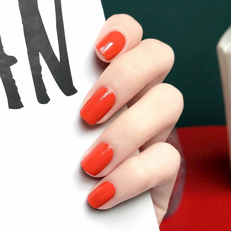 Mẫu nail màu đỏ cam