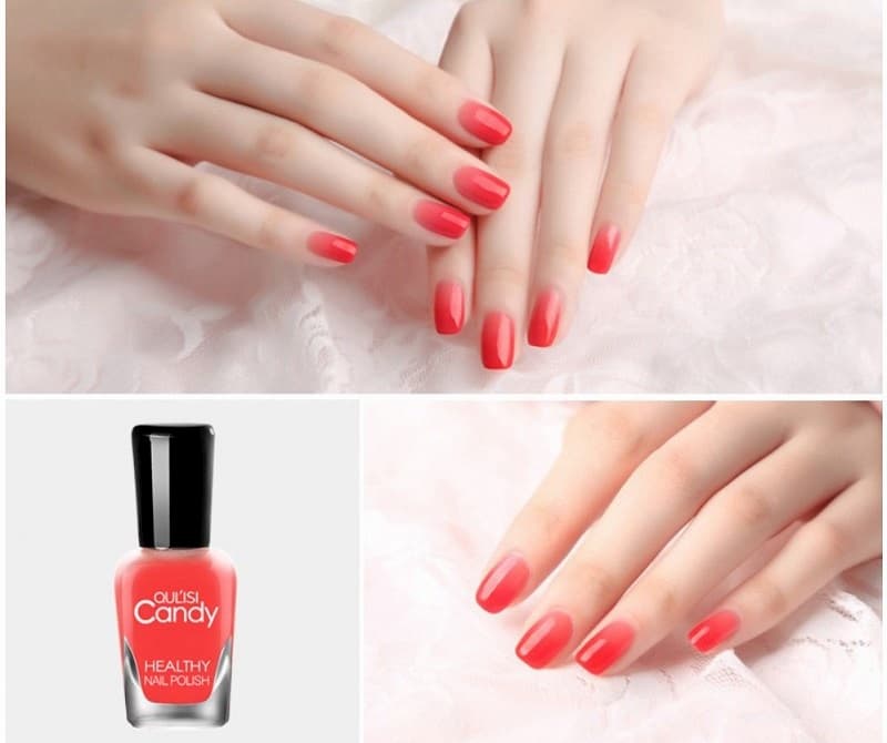 Mẫu nail màu đỏ cam
