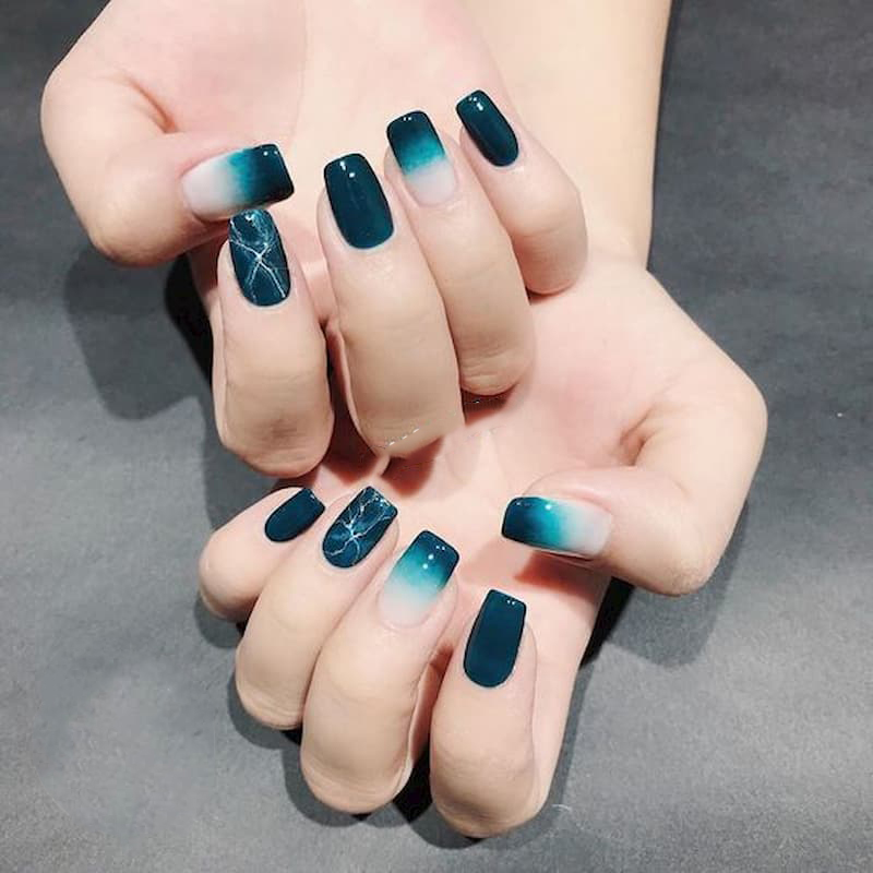 Nail màu xanh đẹp