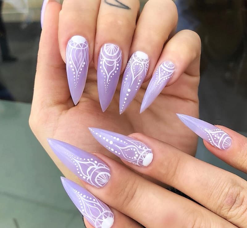 Nail móng nhọn màu tím huyền bí lôi cuốn