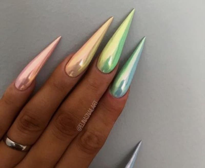 Nail móng nhọn tráng gương cuốn hút
