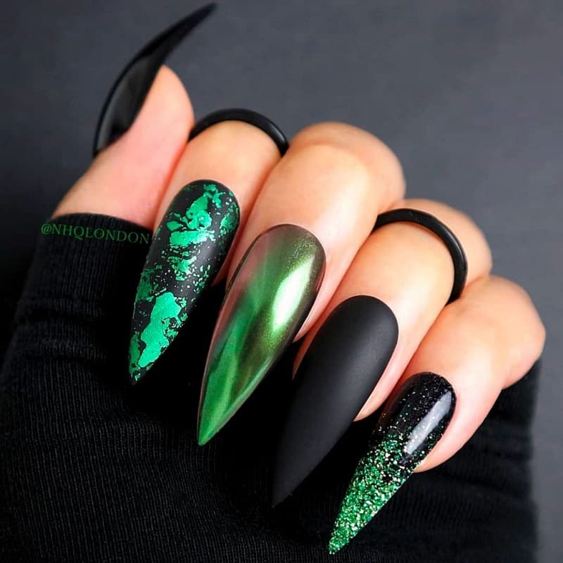 Nail móng nhọn ngọc bích đẳng cấp quý phái