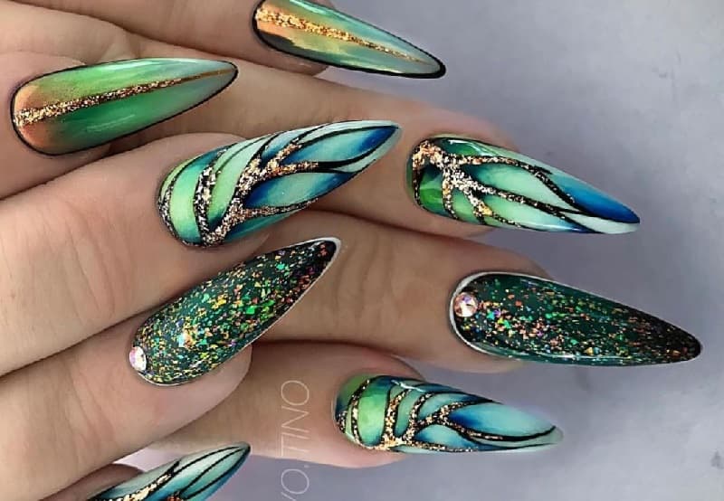 Nail móng nhọn ngọc bích đẳng cấp quý phái