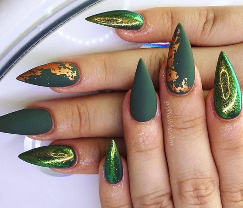 Nail móng nhọn ngọc bích đẳng cấp quý phái