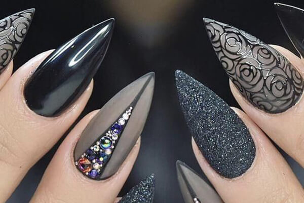 nail nhọn họa tiết đẹp