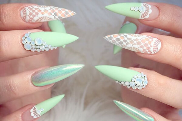 nail nhọn họa tiết độc đáo