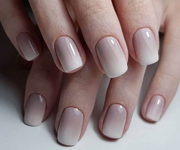 nail ombre trắng cute