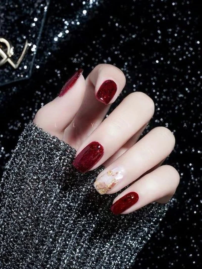 mẫu nail tay màu đỏ đẹp