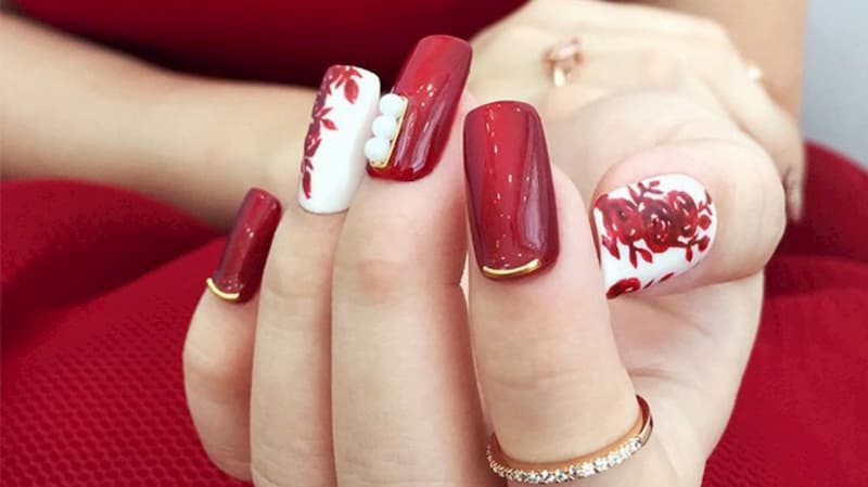 Mẫu nail ngày tết tươi vui hạnh phúc