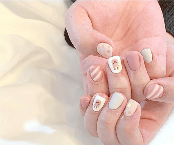 nail trắng nhám cute