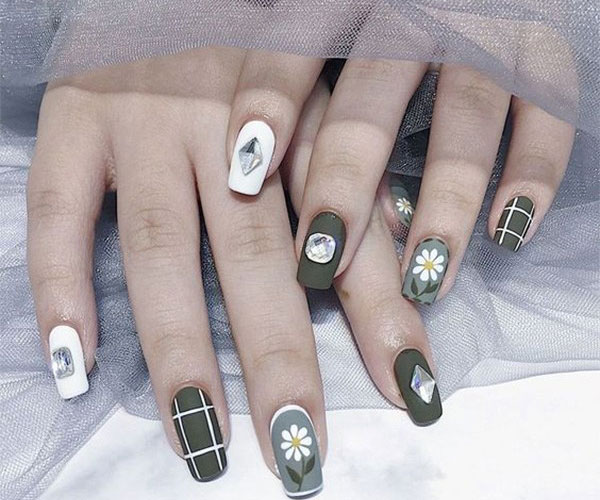 nail trắng nhám xinh