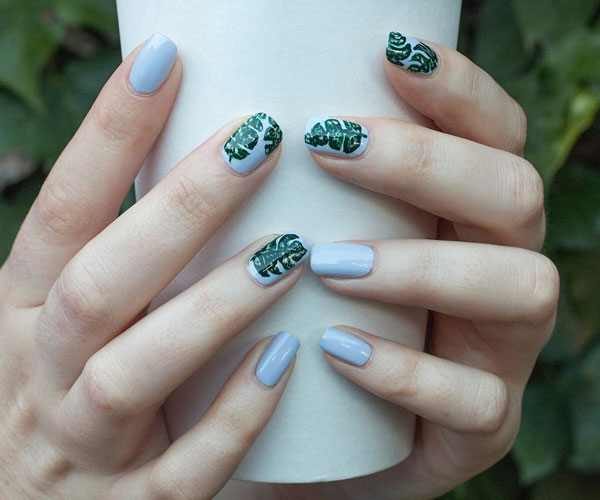 nail trắng xanh độc đáo