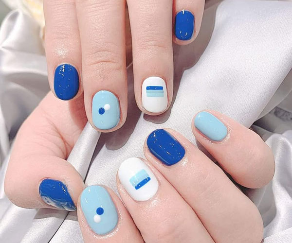 nail trắng xanh xinh