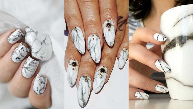 nail vân đá trắng cực đẹp cực sang cho hội chị em