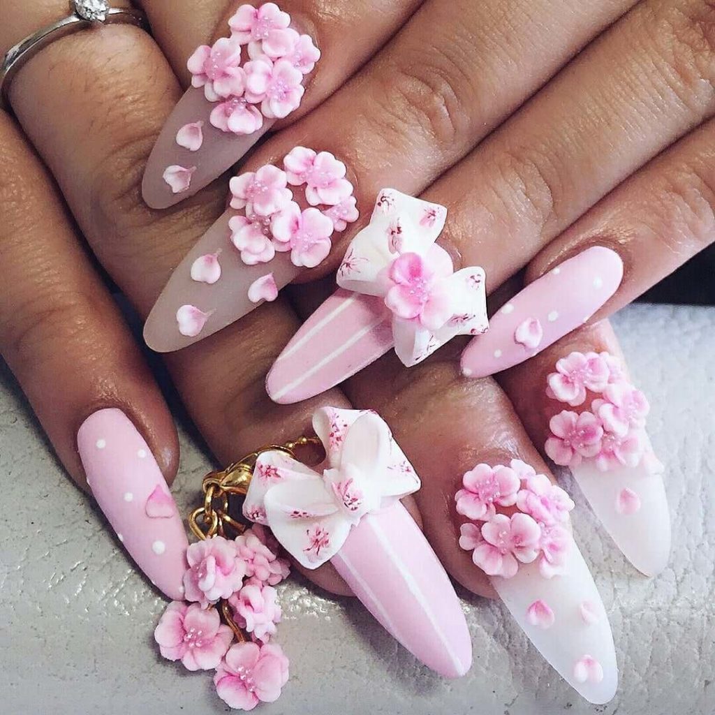 những mẫu nail hoa nổi đẹp