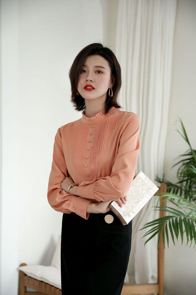 ÁO VOAN CỔ TRỤ XẾP LY CAO CẤP AN565 | Shop Néo