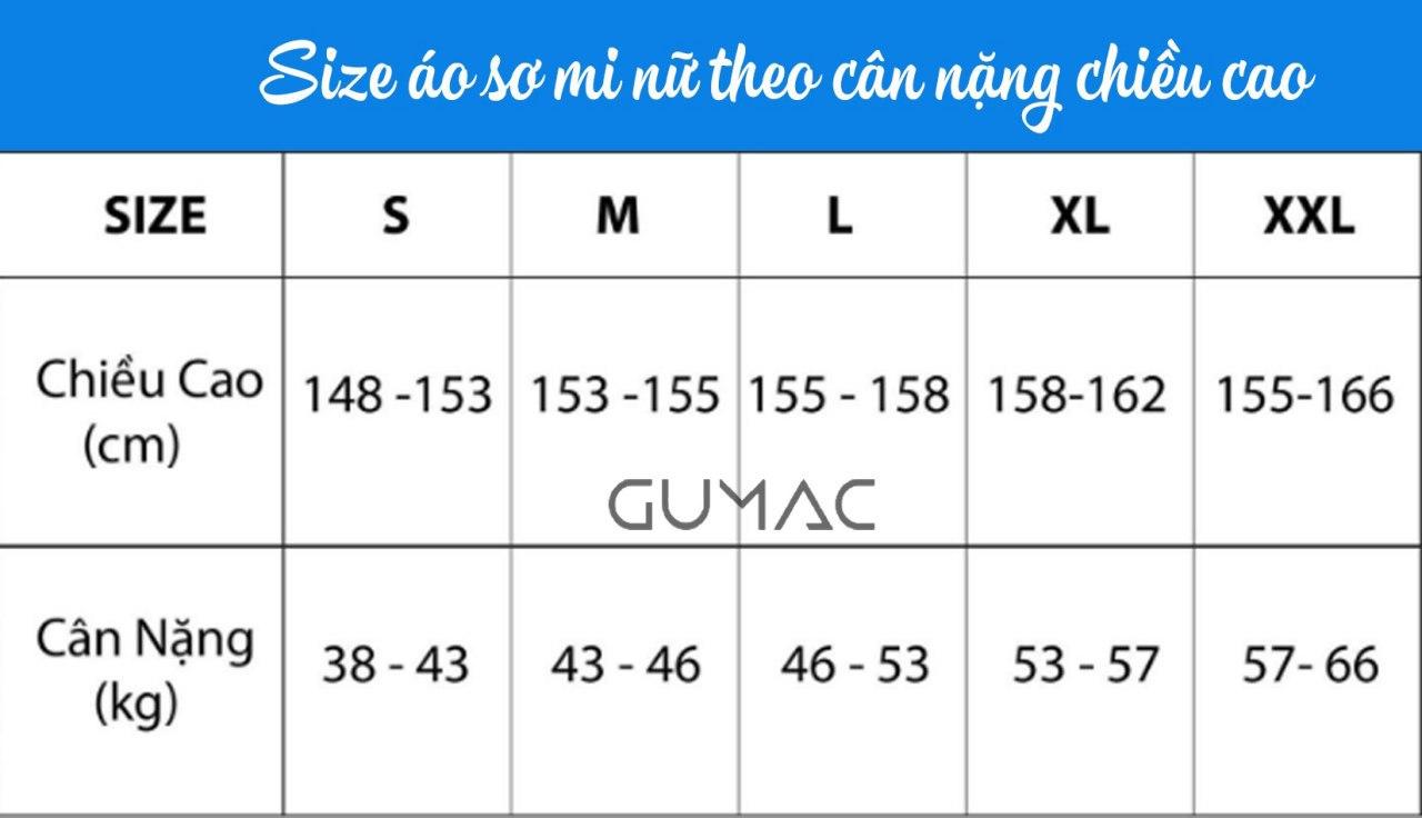 Bảng size áo sơ mi nữ và BẬT MÍ cách chọn size áo sơ mi ĐẸP