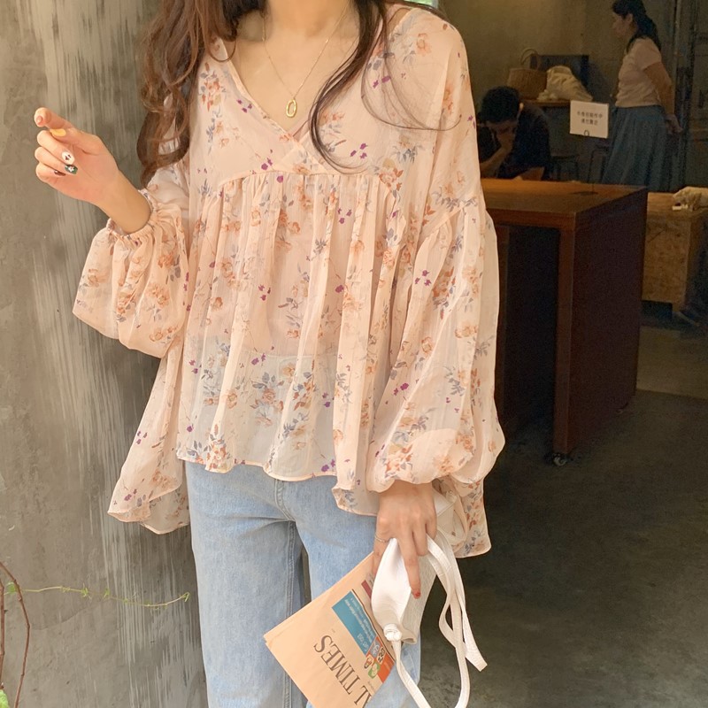 ORDER] Áo babydoll voan hoa 2 lớp tay phồng A067 | Shopee Việt Nam