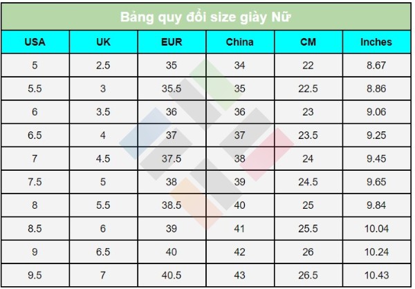 Bảng size giày Trung Quốc & cách đo size chuẩn nhất