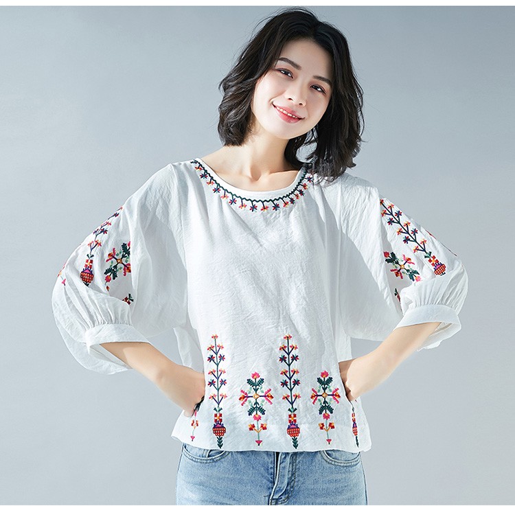 GIÁ TỐT] Áo kiểu form rộng thêu hoa TB0968, Giá siêu tốt 269,000đ! Mua nhanh tay! - Bigomart