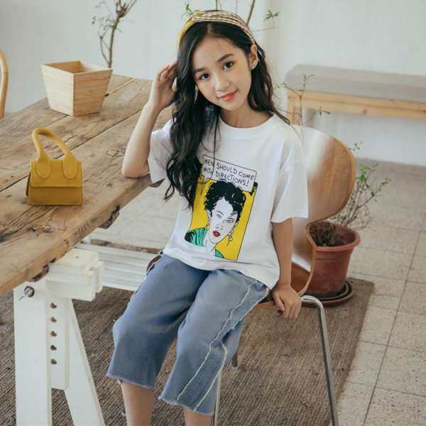 Giảm 35 %】 In hình Bộ Quần Áo Bộ Trang Phục Kids Cho Bé Trẻ Em Bé Gái Quần Áo Áo Thun + Quần Jean Phù Hợp Với