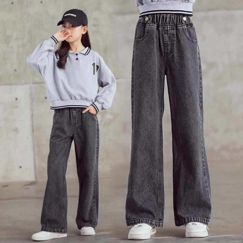 Quần denim ống rộng thời trang cho bé gái 1-12 tuổi | Shopee Việt Nam