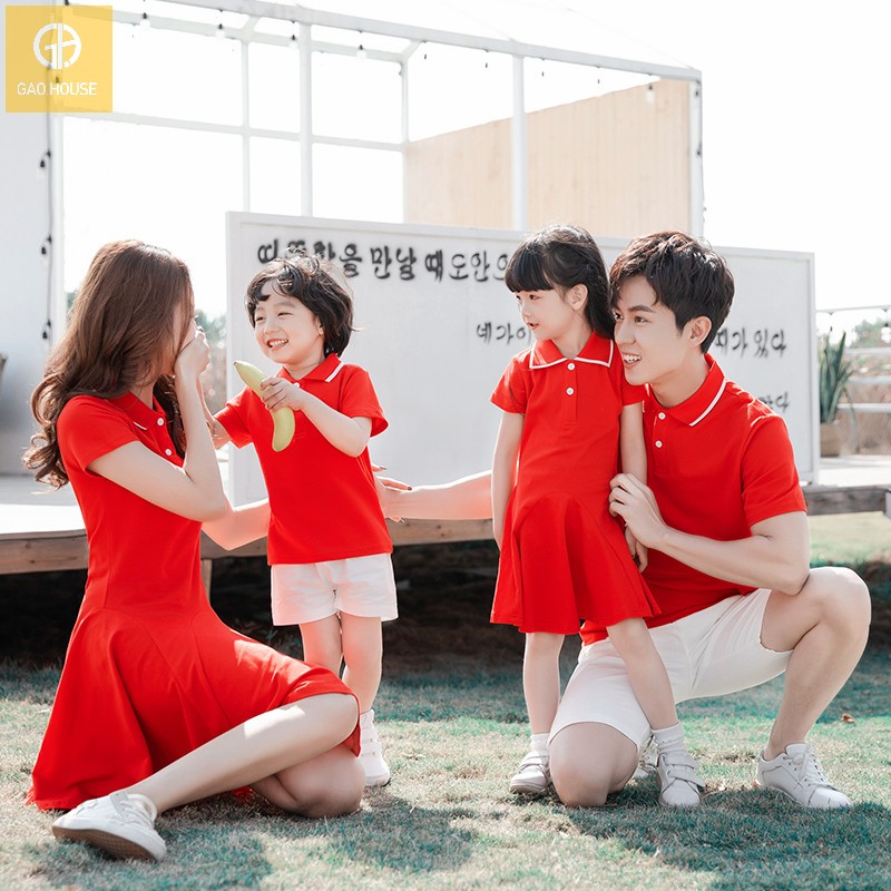 áo váy gia đình 4 người