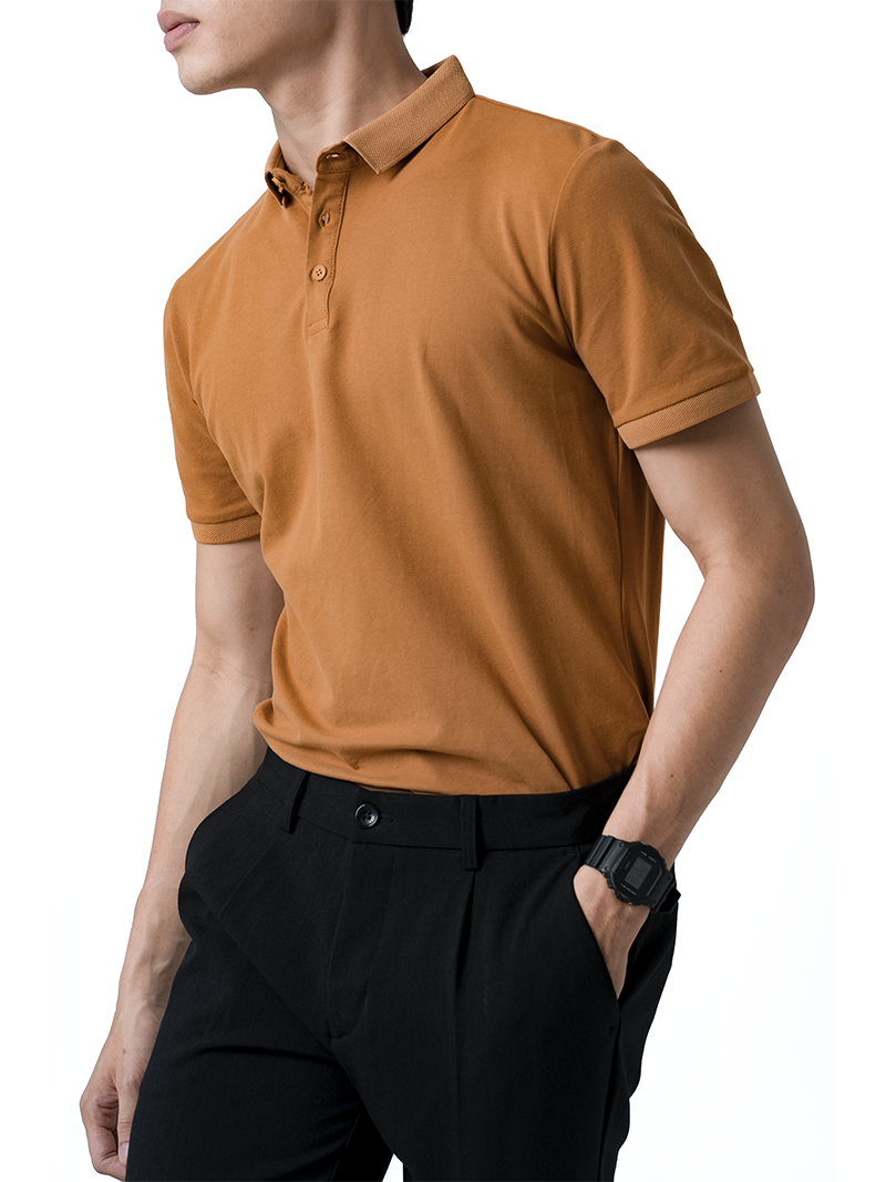 Áo Polo Trơn Gắn Nhãn PO028 Màu Bò - 4MEN®