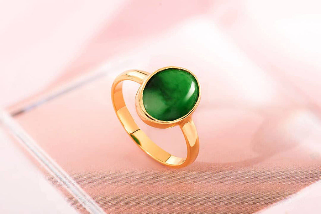 Nhẫn nữ đá Cẩm thạch thiên nhiên Vàng 14K | Jade Ring | AME Jewellery